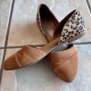 TOMS Julie D’Orsay leopard suede flats -size 7.5
